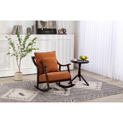 CAVINAS Linen Glider Rocking Chair with High Backrest,Mid Century Modern Upholstered Rocking Chairs,Nursery Accent Chair for Bedroom