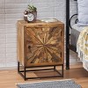 Christopher Knight Home Orem Bohemian Handmade Wooden Nightstand with Metal Legs, Natural/Black - 2 of 4