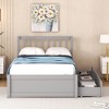 Twin Size Wooden Platform Bed With 2 Drawers/Trundle, White/Gray/Walnut, 4W -ModernLuxe - image 2 of 4