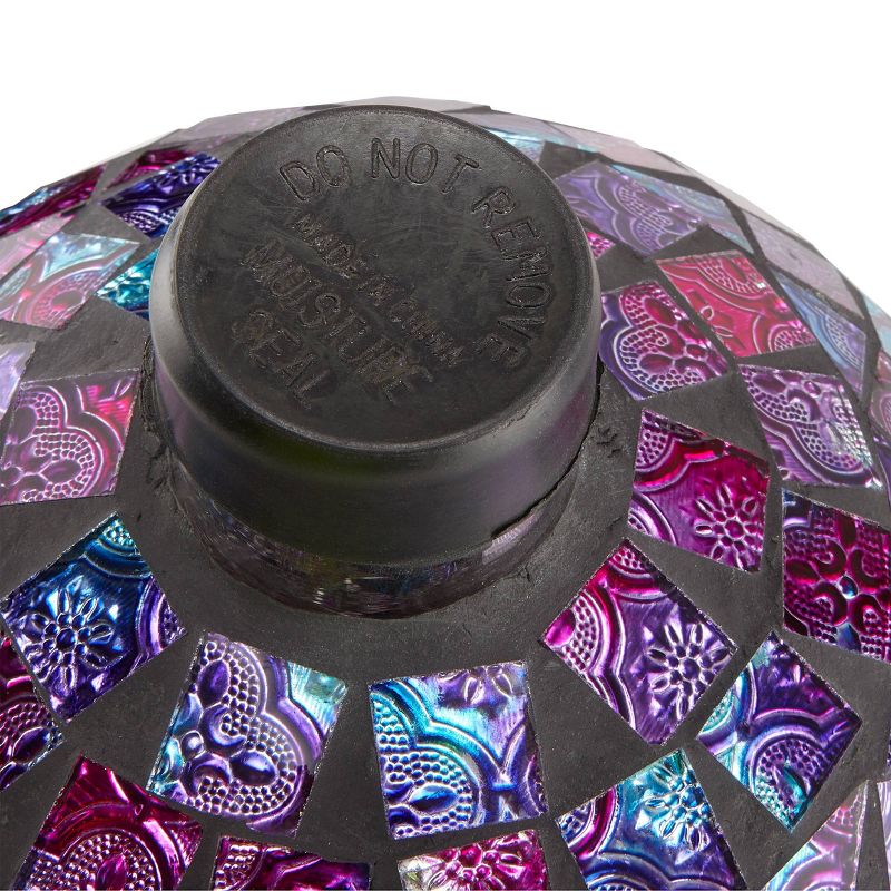 12&#34; x 10&#34; Indoor/Outdoor Embossed Pattern Glass Gazing Globe Purple - Alpine Corporation, 5 of 6