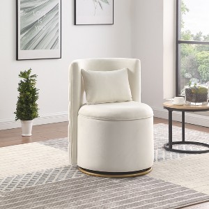 Sapphtopaz Velvet Swivel Accent Chair with Button Tufted Backrest Upholstered Barrel Chairs with Storage Curved Chairs for Living Room, Bedroom - 1 of 4