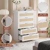 Rattan 5 Drawer Dresser with Charging Station, Tall Skinny Chest of Drawers, Vertical Dresser for Bedrooms, Apartments - 2 of 4