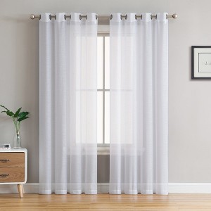 HLC.ME Semi Sheer Voile Light Filtering Transparent Window Curtain Grommet Panels - Set of 2 - 1 of 4
