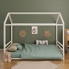 Twin/Full Size Montessori Floor Bed Frame, Metal House Shaped Low Bed with Guardrails for Toddlers - ModernLuxe - 2 of 4