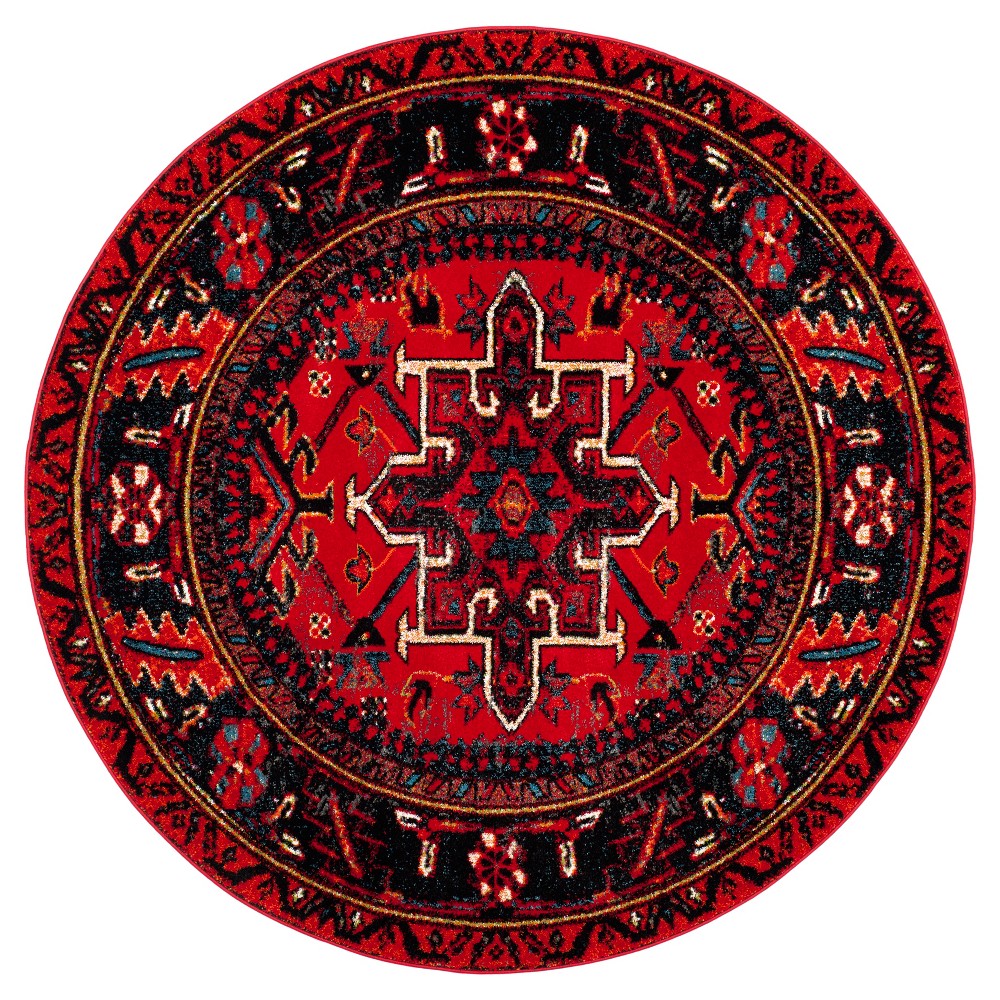 6'7inx6'7in Round Corinth Rug Red/Multi Round - Safavieh