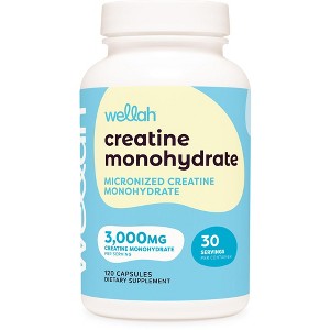 Wellah Creatine Monohydrate Capsules (3000 mg) 120 Capsules - Micronized Creatine, 30 Servings - 1 of 4