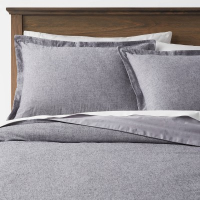 Full/Queen Family-Friendly Comforter & store Sham Set Gray Chambray - Threshold TM