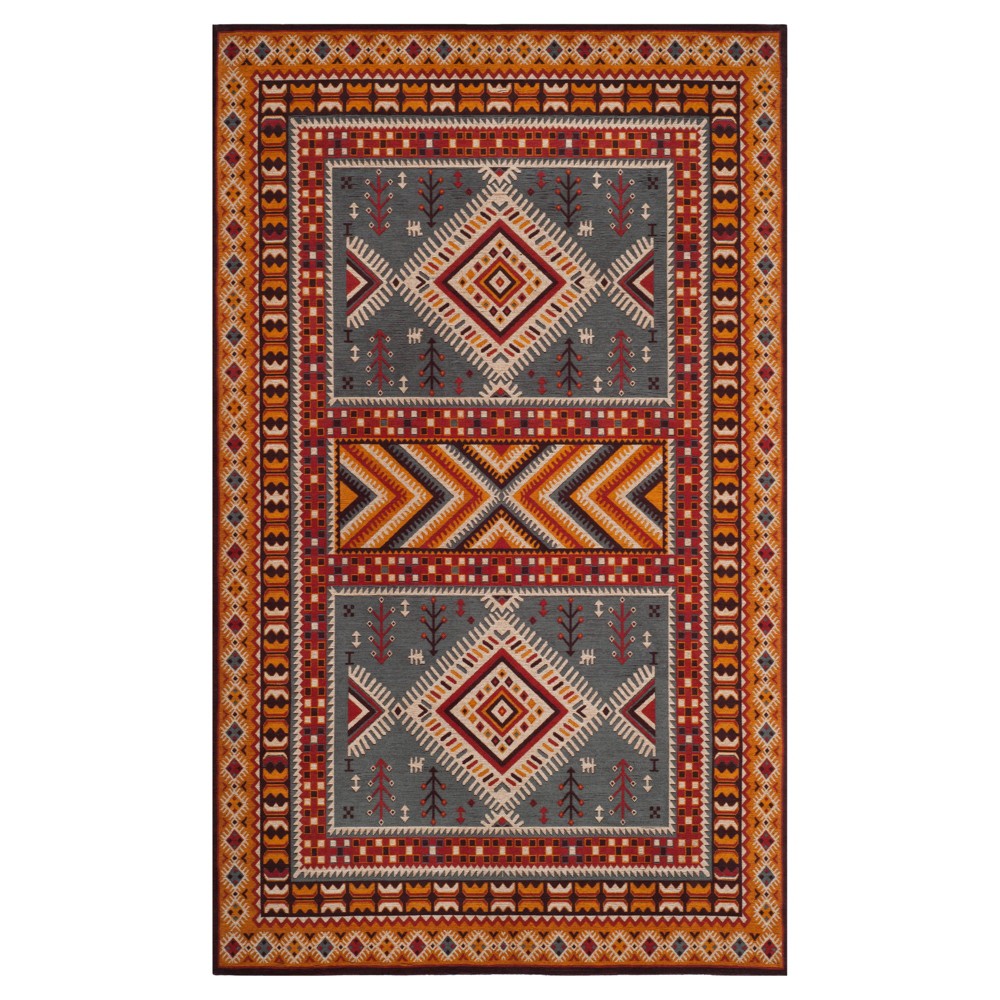 Slate/Mustard Geometric Design Loomed Area Rug 5'X8' - Safavieh