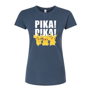 Women's - Pokémon - Multi Pikachu Pika Pika Fitted Graphic T-Shirt - 1 of 3