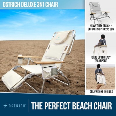 White Aluminum Reclining Beach Lounger with Wooden Armrests
