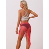 Allegra K Women's Hollow Out Beach Cover Up Fish Net Wrap Mesh Sheer Mini Tassel Skirts - 4 of 4