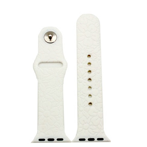 Olivia Pratt White Cheetah Engraved Silicone Apple Watch Band 38mm