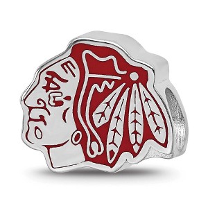 Black Bow Jewelry Sterling Silver Chicago Blackhawks NHL Bead Charm - 1 of 4
