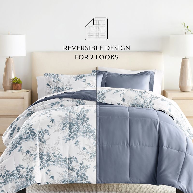 Bamboo Leaves All Season Reverisble Comforter Down Alternative Filling, Machine Washable - Becky Cameron, 4 of 12