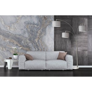 3-Arm Bowery Arc Lamp Brushed Steel - Adesso: Adjustable, Overhead Lighting with Marble Base - 1 of 4