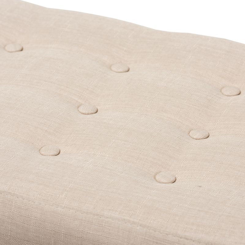 Elia Mid Century Modern Walnut Wood Fabric Button Tufted Bench - Baxton Studio, 5 of 14