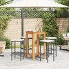 vidaXL 5 Piece Patio Bar Set Black Solid Wood Acacia and Poly Rattan - 3 of 4