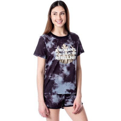 Star Wars Womens' In The Rebellion Tie-Dye Sleep Pajama Set Short Black