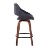 Set of 2 Fabrico Counter Height Barstools Walnut/Charcoal/Black - LumiSource: Mid-Century Modern Swivel, Upholstered - 3 of 4
