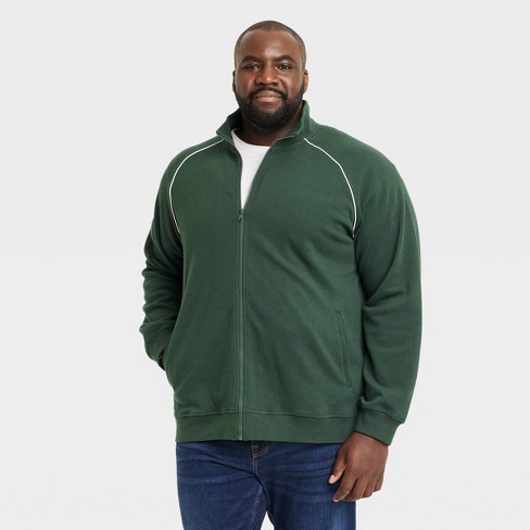 Men's Big & Tall Casual Fit Stand Up Zip-up Sweatshirt - Goodfellow & Co™  Forest Green 5xlt : Target