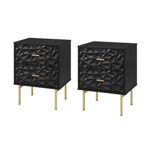 Viviano 25.2'' Tall 2-Drawer Nightstand with two drawers and metal Legs Set of 2|Karat Home - 1 of 4