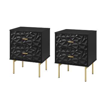 Viviano 25.2'' Tall 2-Drawer Nightstand with two drawers and metal Legs Set of 2|Karat Home