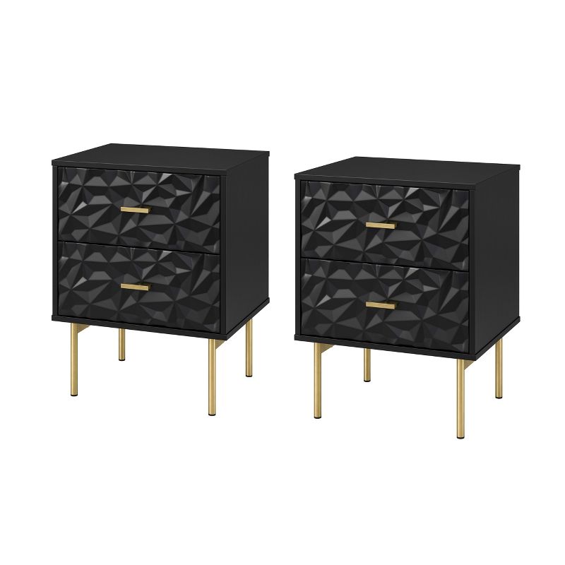 Viviano 25.2'' Tall 2-Drawer Nightstand with two drawers and metal Legs Set of 2|Karat Home, 1 of 11