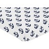 Sweet Jojo Designs Gender Neutral Baby Fitted Crib Sheet Sailor Navy Blue and White - 3 of 4