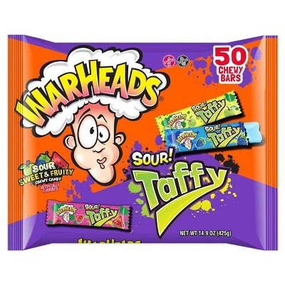 Warheads Halloween Sour Mini Taffy bars - 14.99oz/50ct