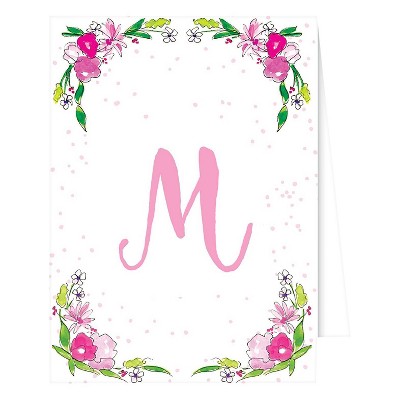 10ct "M" Monogram Floral Crest Note Cards Collections White