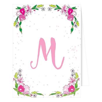 RosanneBeck Collections White Note Cards - Floral Crest Monogram - R