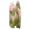 Wrapables Lightweight Sheer Silky Feeling Georgette Scarf, Green Lotus Flower - 2 of 4