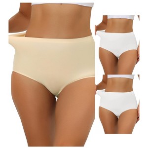Allegra K Women's Elastic High-Waisted Unlined Breathable No-Show Hipster Underwear 3 Packs - 1 of 4