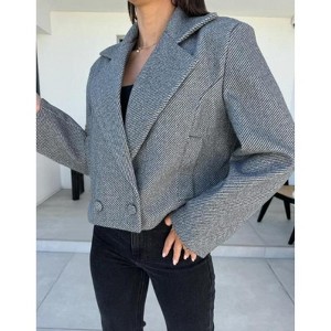 Coolmee Women's Cropped Blazers Business Casual Open Front Long Sleeve Suit Jacket Trendy Work Office Blazer - 1 of 4