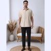 INSPIRE CHIC Men's Short Sleeve Button Down Casual Summer Hawaiian Beach Linen Shirts - 2 of 4
