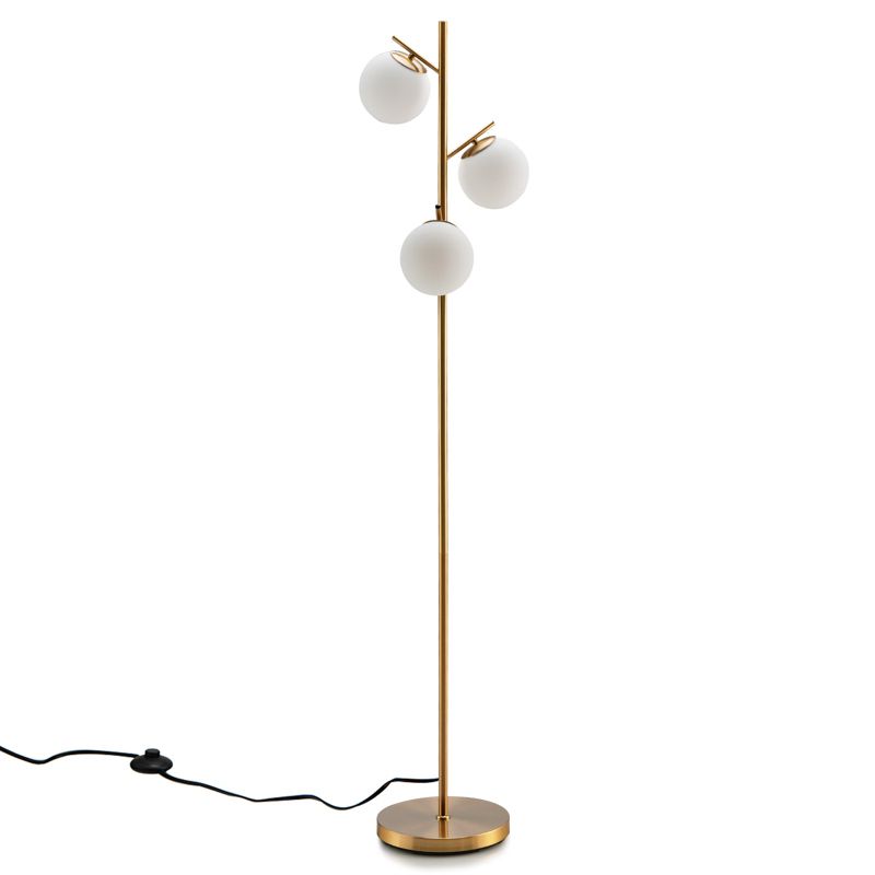 Tangkula Modern 3-Globe Freestanding Floor Lamp with Convenient Foot Switch & 3 E26 Bulb Bases, Sturdy Steel Pole Golden, 1 of 11