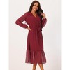 Seta T Women's Swiss Dots Maxi Long Sleeve V Neck Boho High Waisted A-Line Dress - 2 of 4