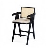 VYNXARIA 27" Height, Cream Grey Woven Cane Plastic Backrest Bar Stool - Foam-Padded Fabric Seat & Durable Rubberwood Frame - 4 of 4
