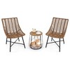 Costway 3 PCS Outdoor Furniture Set with Pet House & Heavy Duty Metal Frame Brown - 2 of 4