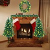 Tangkula Pre-Lit Holiday Christmas 4-Piece Set Door Wreath & Garland & Pack of 2 Entrance Trees W/ 200 LED Lights & Red Berries - 2 of 4