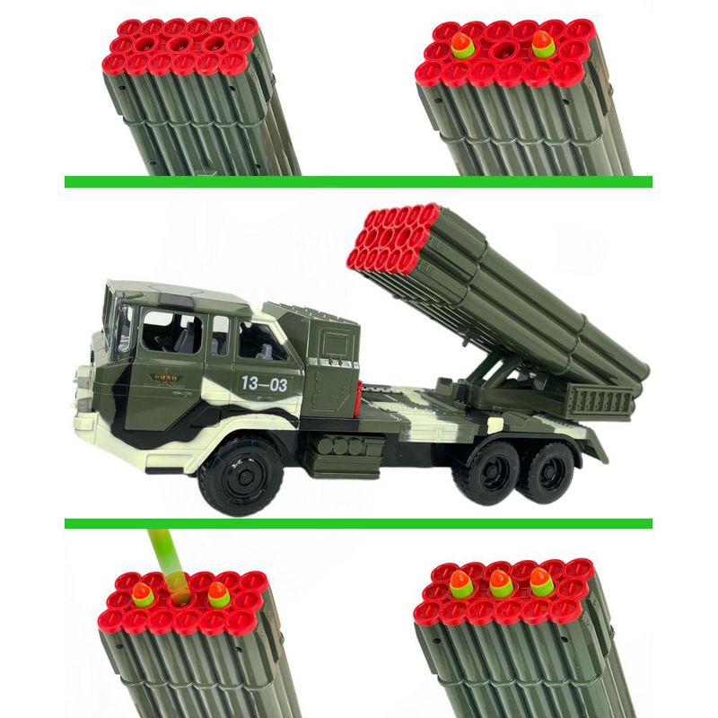 Big Daddy Military Missile Transport Army Truck Defence System 18 Long Range Missile Jungle Camouflage Toy Truck, 4 of 6