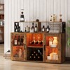 DobleePy Kitchen Bar Cabinet, Sideboard Freestanding Liquor Cabinet Bar, with Storage Cabinet, Wine Rack and Glass Holder - 3 of 4