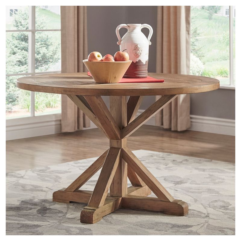 Sierra Round Farmhouse Pedestal Base Wood Dining Table - Inspire Q, 4 of 10
