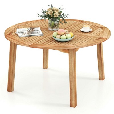 Resenkos Outdoor Dining Tables,53 Inch Outdoor Acacia Wood Dining Table for 4-6 People Brown