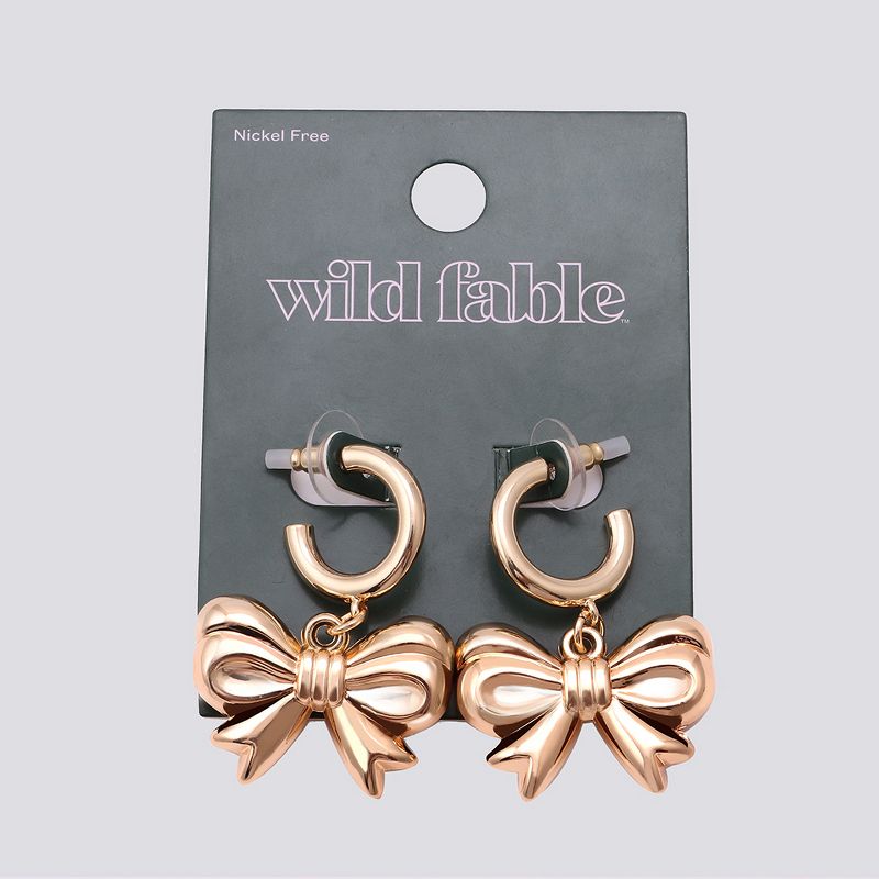 Hoop Earring with Bow Drop - Wild Fable™ Gold, 2 of 3