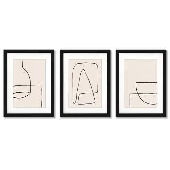 Connected Line Art By Roseanne Kenny - 3 Piece Gallery Framed Print Art ...