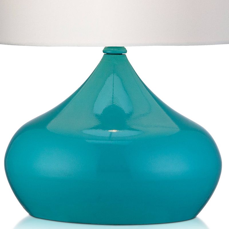 360 Lighting Mid Century Modern Mini Accent Table Lamps 14 3/4" High Set of 2 Teal Blue Droplet White Drum Shade for Bedroom House Bedside Nightstand, 4 of 8