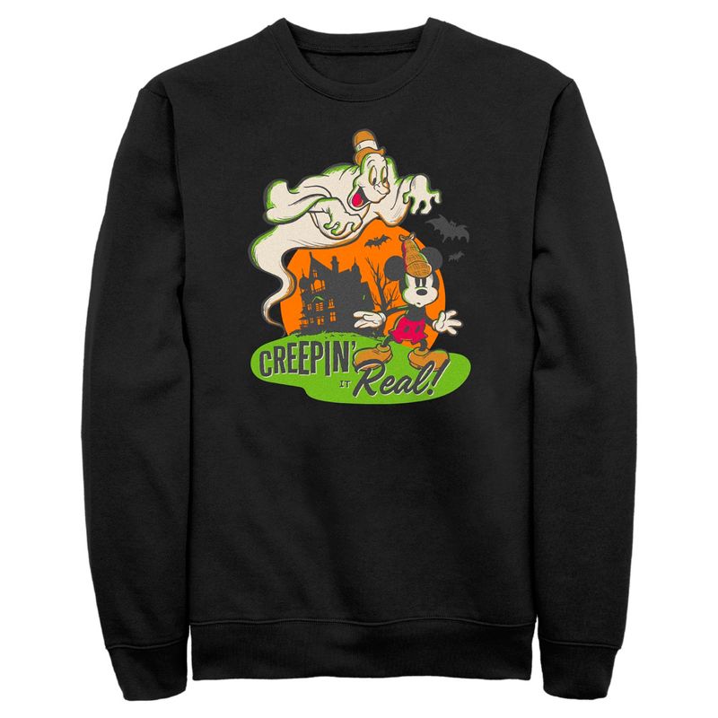 Men's Mickey & Friends Halloween Retro Mickey Mouse Creepin' it Real Sweatshirt, 1 of 5