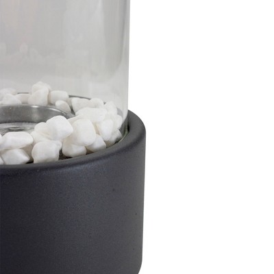 10.5" Black Bio Ethanol Tabletop Fireplace with Glass Panels