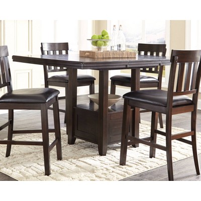 Haddigan Dark Brown Wood Extendable Counter Height Dining Table